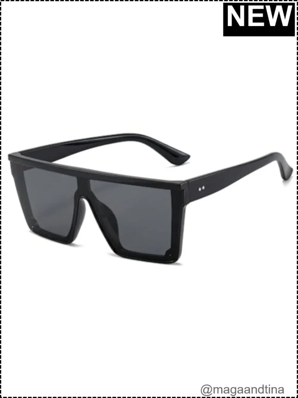 Oversized Flat Top Square Sunglasses UV400 Protection Unisex Large Frame